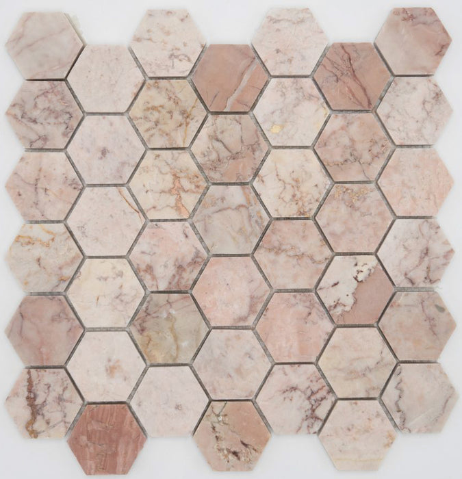 Temini pink marble hexagonal mosaic tiles 32.5×31x1cm All tiles TILEJOB.CO.UK