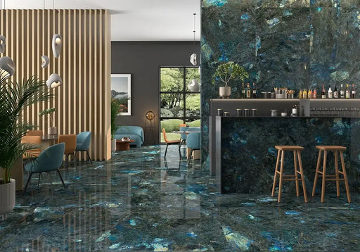 Labradorite Lemurian porcelain tiles cat sample TILEJOB.CO.UK