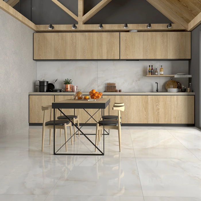 Sardonyx White Gloss Large Onyx Porcelain Tiles 90x90cm