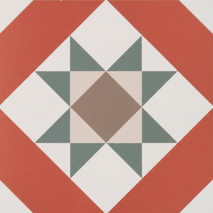 Red Vintage Victorian Era Porcelain tile 20x20cm TILEJOB