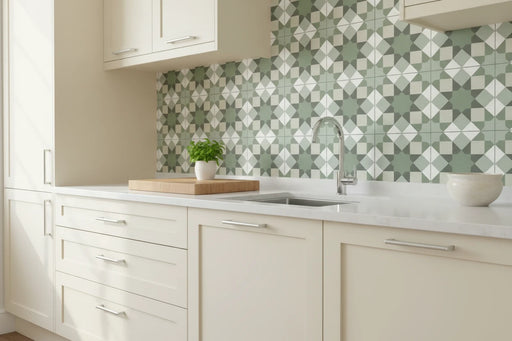 Green Vintage Victorian Era ceramic tiles 20x20cm TILEJOB