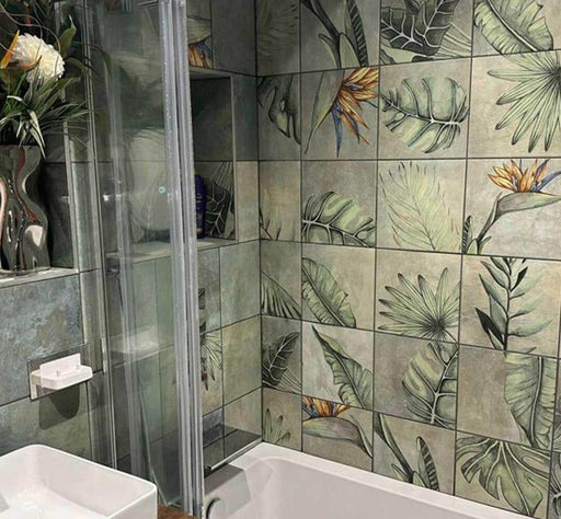 Leaves fantasy green 250x250x10mm matt porcelain TILEJOB