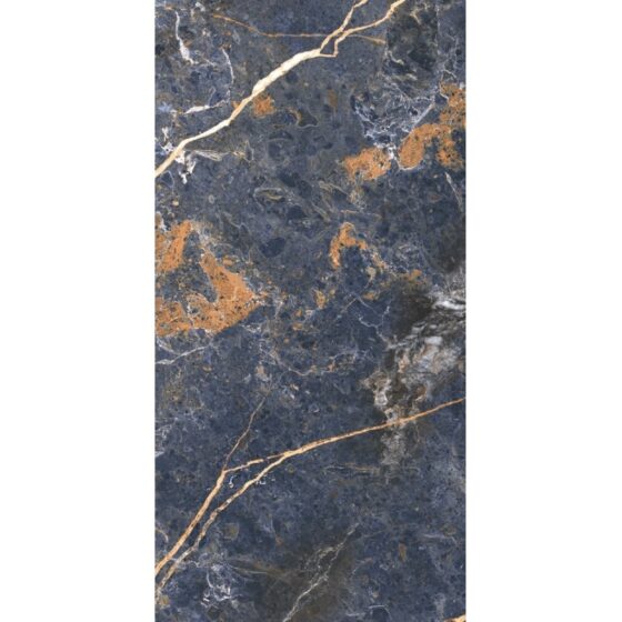 Icaro Blue Gloss Marble Effect Tiles 600x1200mm