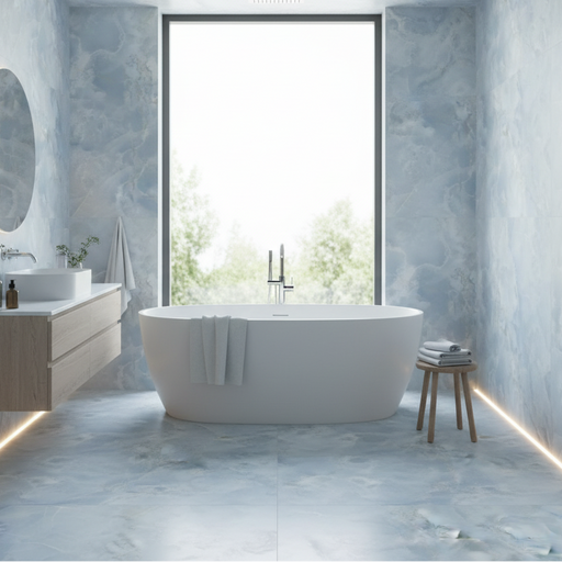 Infinity Cloud blue onyx floor tile matt Large Format Porcelain 90x90cm