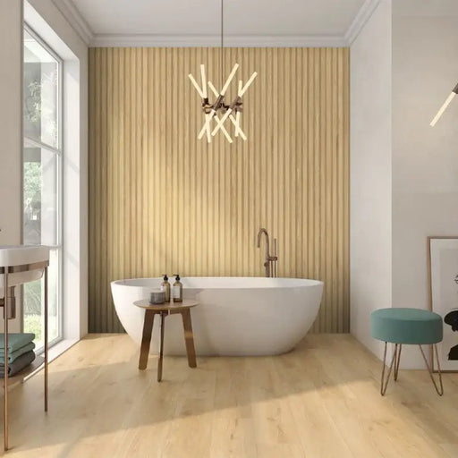 Kinabalu Light Oak Matt Glazed Porcelain cut sample TILEJOB