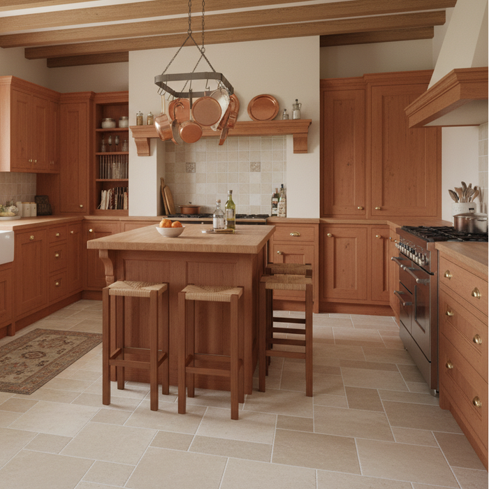 Levante Natural Tumbled Stone Effect Porcelain Tiles kitchen floor