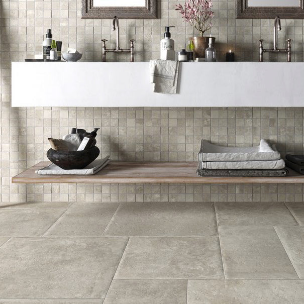 Camelot heritage grey modular tiles 60x60cm, 60x30cm, 45x45cm.