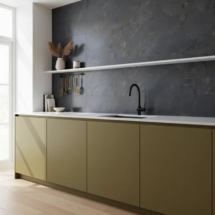 Planet Blue Oxide Metal Effect Wall & Floor Tiles kitchen cplashback