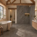 Planet Dark Oxide Metal Effect Wall & Floor Tiles 60x120cm bathroom space