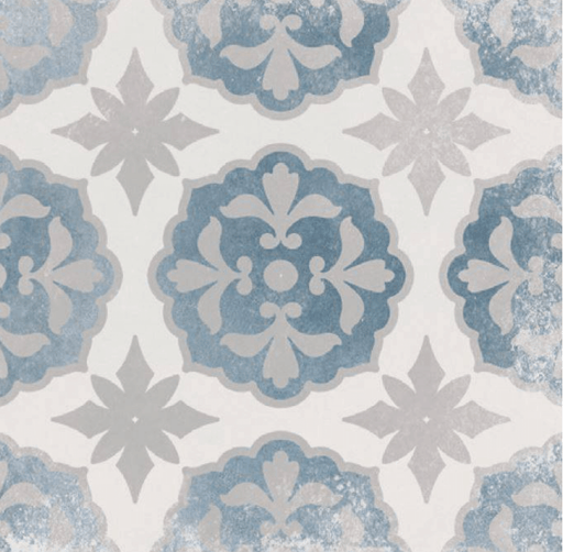 Verona Blue Pattern matt porcelain CUT SAMPLE TILEJOB.CO.UK