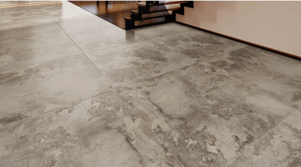 Tempera Grey Lappato porcelain tiles cut sample TILEJOB.CO.UK