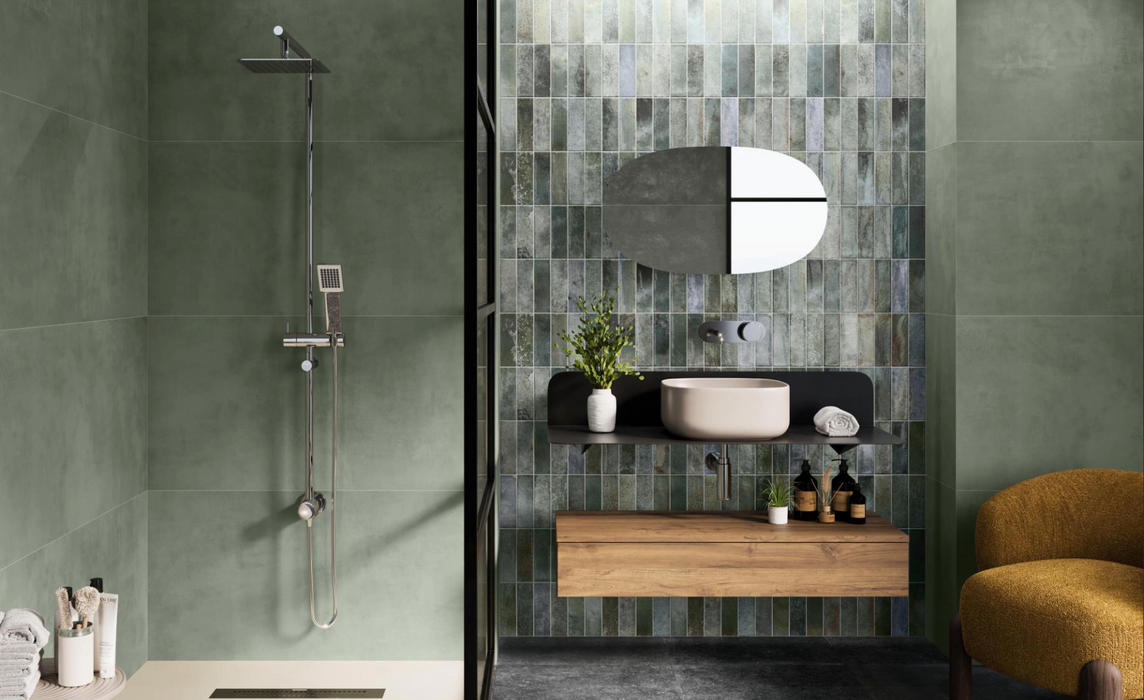 Eleganza green matt wall ceramic tiles 33.3x100cm