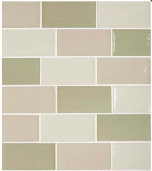 Dorset Rustic Mix Olive ceramic gloss 75x150x8mm TILEJOB
