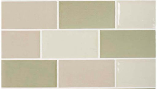 Dorset Rustic Mix Olive ceramic gloss 75x150x8mm TILEJOB