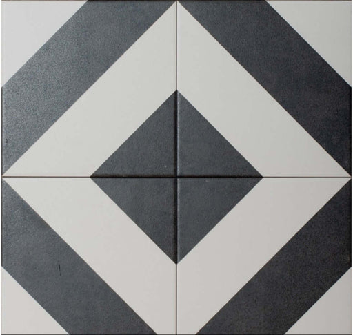 Blanconero Edwardian Black Diamond porcelain 197x197x8mm TILEJOB