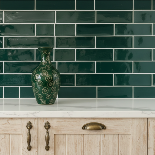 Retro Gloss Dark Green ceramic 75x30x8mm