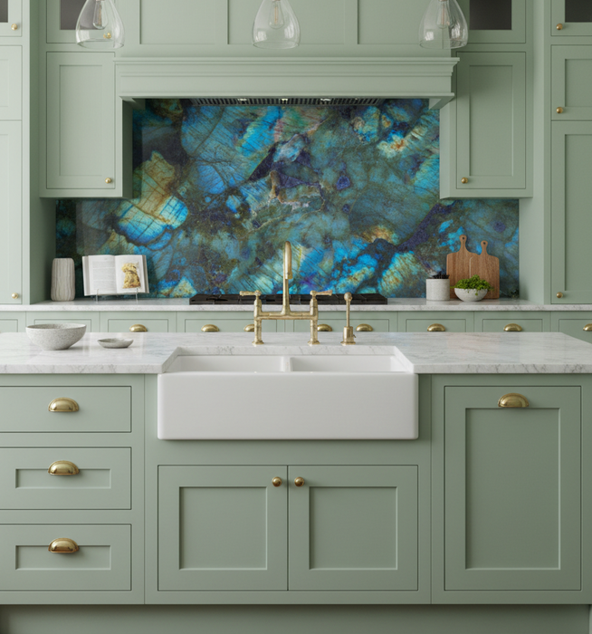 Luminous Labradorite Onyx Blue Polished Tiles - 60x120cm