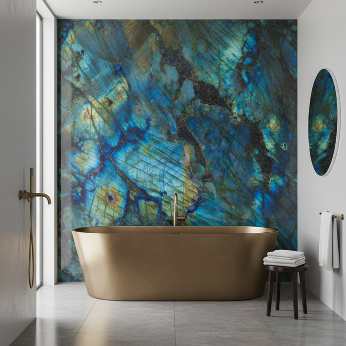 Luminous Labradorite Onyx Blue Polished Tiles - 60x120cm
