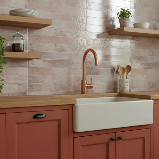 Genesi Pink Brillo Porcelain Tiles 4.8x45x0.8cm