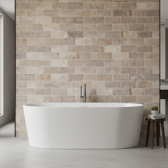 City Brick Taupe matt porcelain 100x200mm
