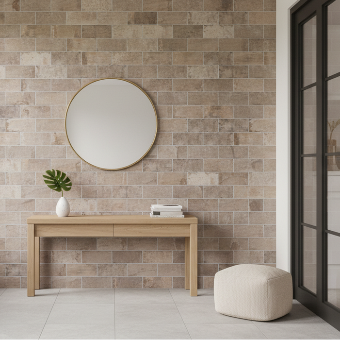 City Brick Taupe matt porcelain 100x200mm
