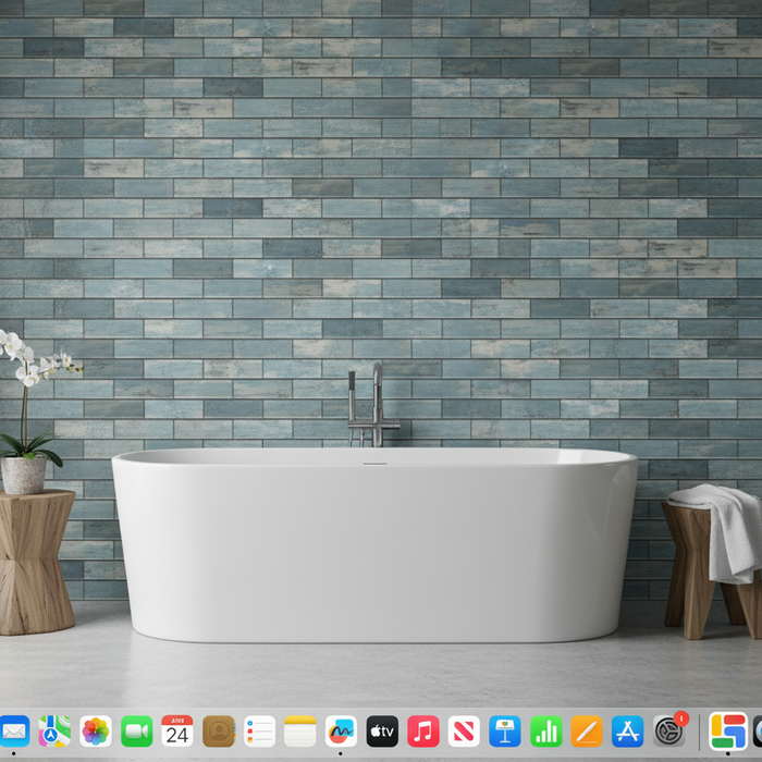 Driftwood Blue Mosaic Wall 350x300x8mm