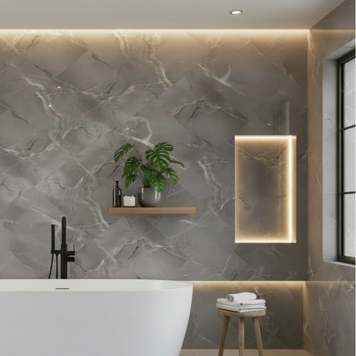 Onice Grey gloss porcelain tiles 60x120cm