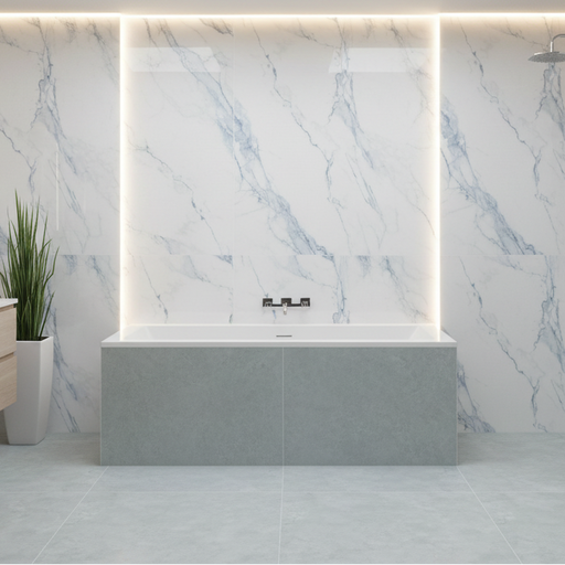 Light Carrara Blue Marble gloss and matt porcelain tiles 60x60cm, 60x120cm