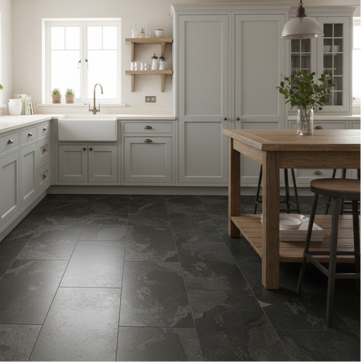 Burbank Black Slate Stone Effect Porcelain Wall and Floor Tiles 600x400mm