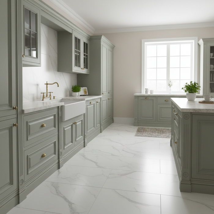 Forum White Marble Matt Porcelain Tiles 100x100cm