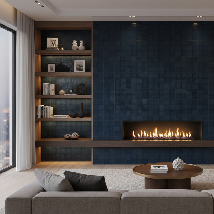 Storm Blue Zellige style tiles Wall Tiles 32x62.5cm