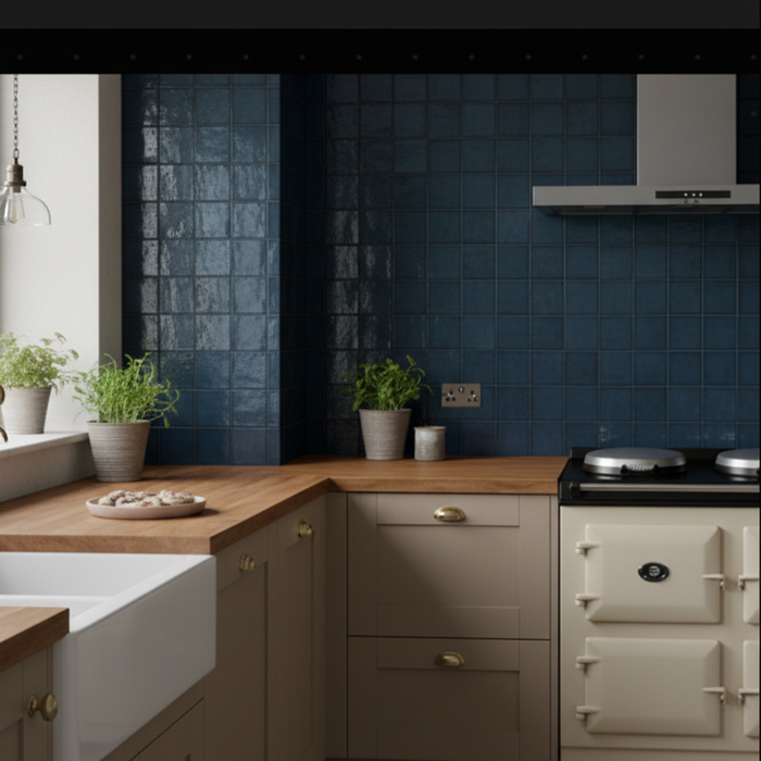 Storm Blue Zellige style tiles Wall Tiles 32x62.5cm