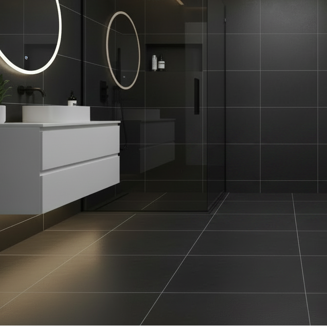 Sugar Black Glazed Porcelain Tiles 60x60 and 30x60cm