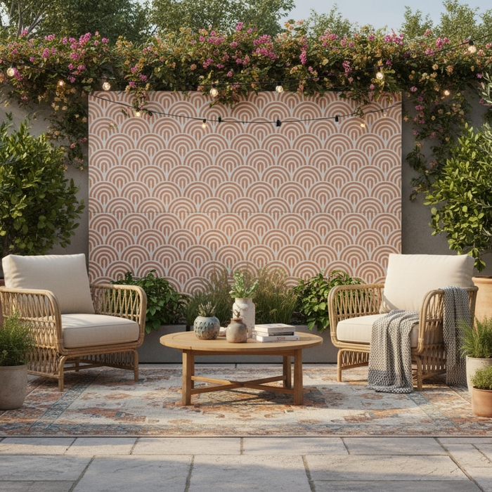 Tahoe Roman Ornament Coral Porcelain tiles 20x20cm