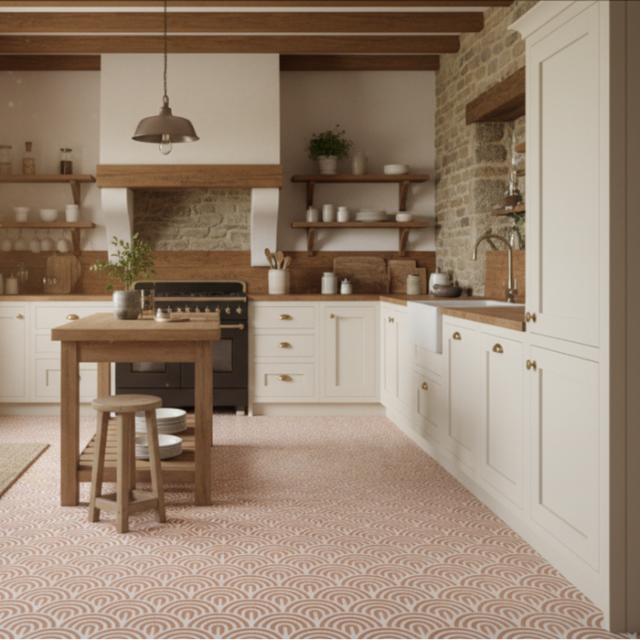 Tahoe Roman Ornament Coral Porcelain tiles 20x20cm