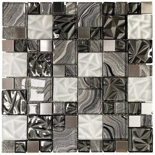 Textile Grey Silk Square mosaic tiles 300mm x 300mm All tiles TILEJOB