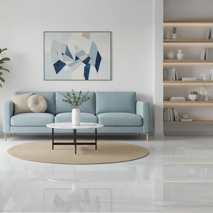 Whitehall Blanco Gloss Large Marble Effect Porcelain Tiles 90x90cm
