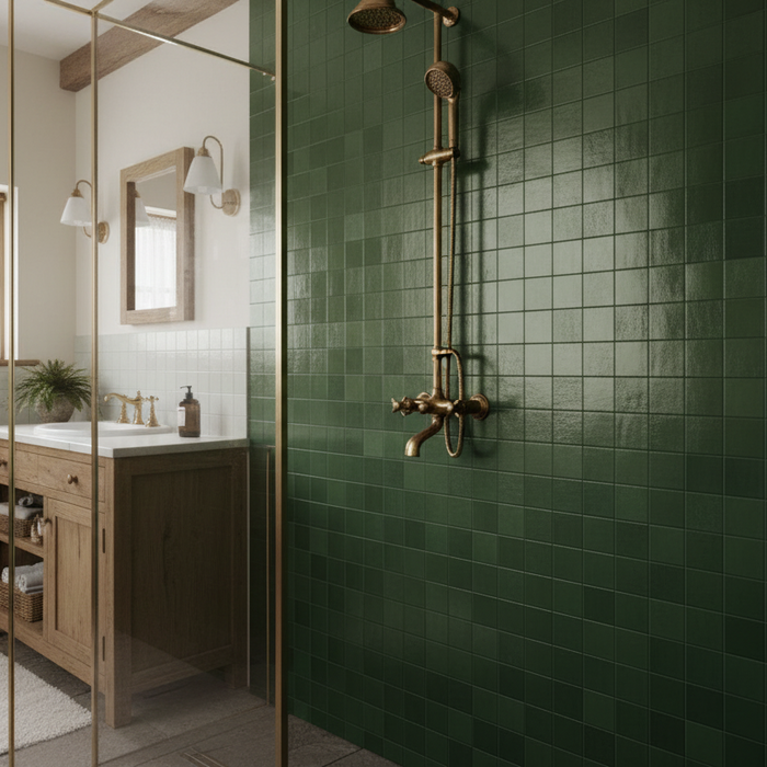Zellige Morocco Forest Green Wall Tiles 10×10cm
