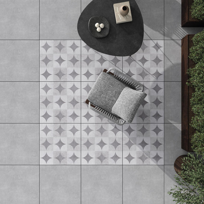 Concrete Parma Grey Outdoor Porcelain Tiles cut sample TILEJOB.CO.UK