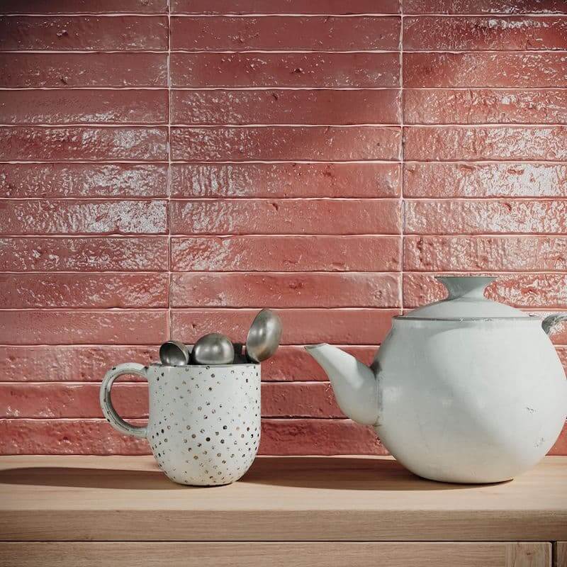 Perugia Vecchia pink crackle glazed ceramic tiles cut sample TILEJOB.CO.UK