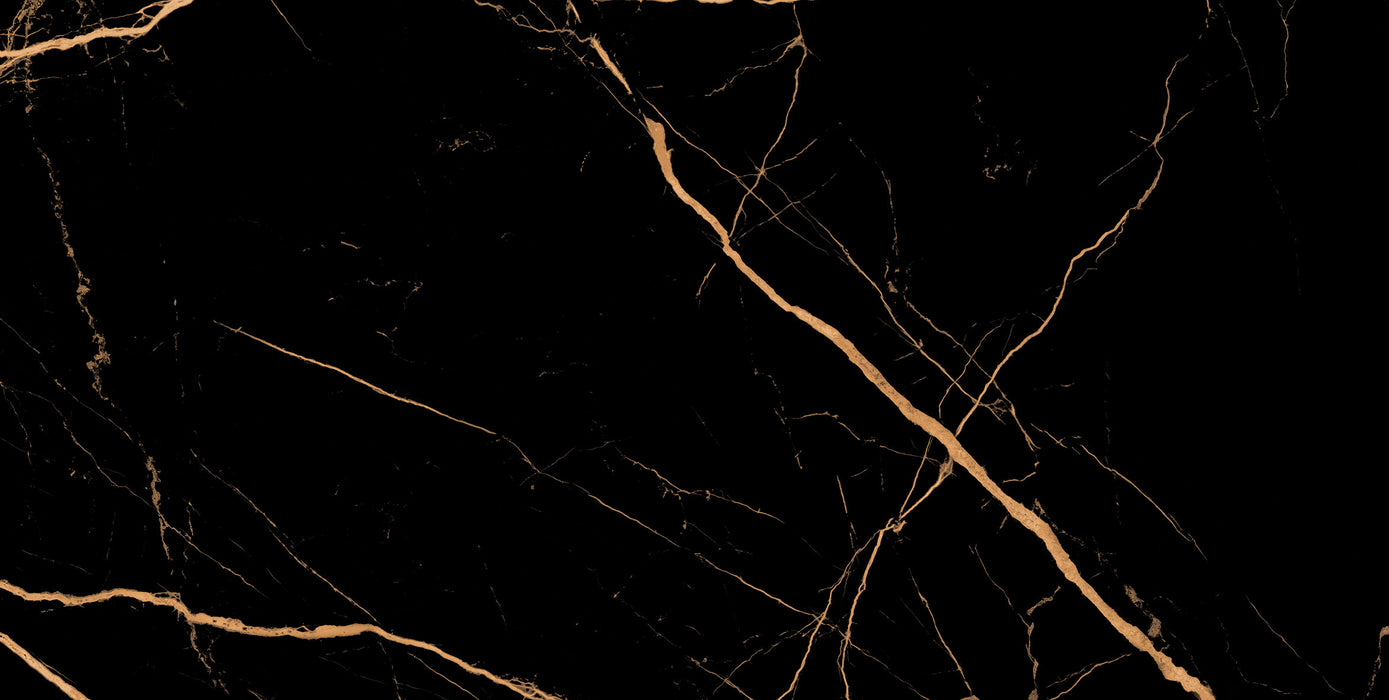 Golden Black Marble Effect Polished Porcelain Gloss tiles 60x120cm