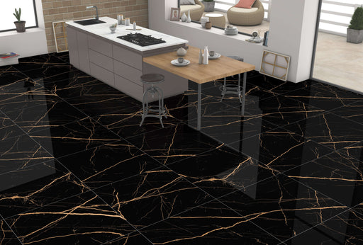 Golden Black Polished Porcelain Gloss tiles 60x60cm All tiles TILEJOB