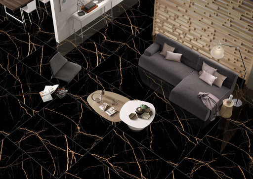 Golden Black Polished Porcelain Gloss tiles 60x60cm All tiles TILEJOB