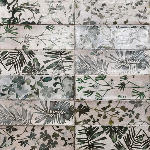 Oxford deco rustic green gloss wall tiles 10x30cm All tiles TILEJOB.CO.UK