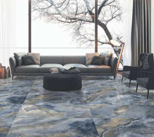 Elmar azul blue porcelain tiles gloss 60x120cm All tiles TILEJOB