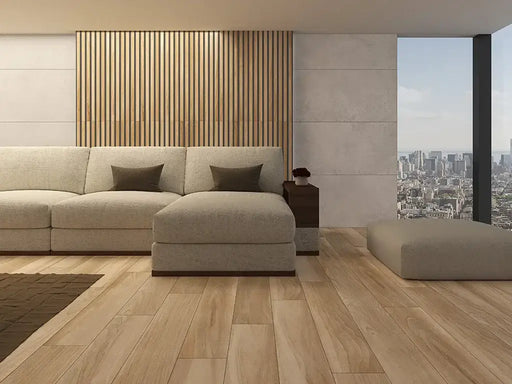 Norwich Light Oak Panel Porcelain tiles cut sample TILEJOB.CO.UK