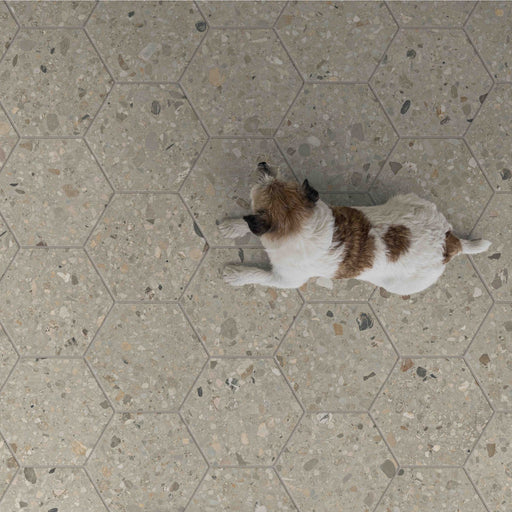 Hive Stone Terrazzo Grey Hexagon tile 250x216cm