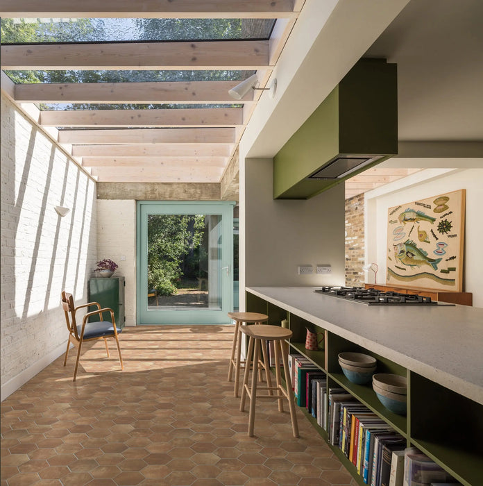 Hexagonal Aged Terracotta Esagona Rosso Tiles