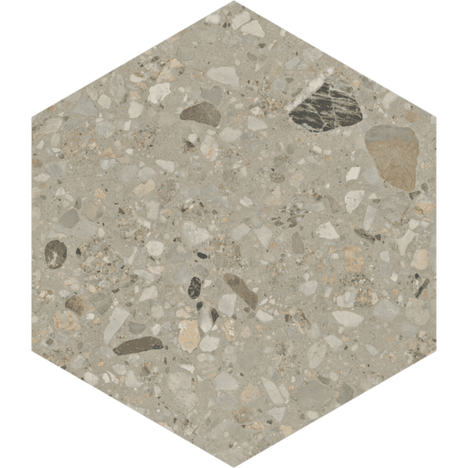 Hive Stone Terrazzo Grey Hexagon tile 250x216cm