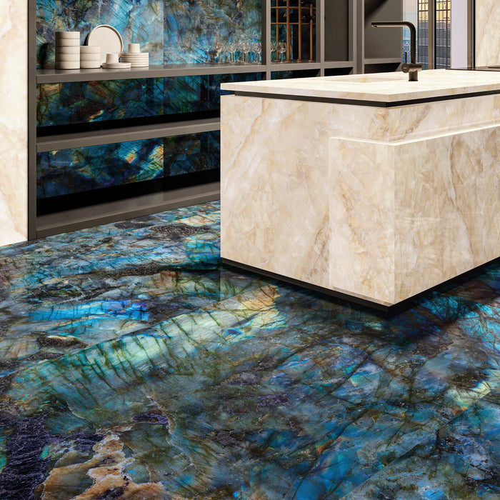Luminous Labradorite Onyx Blue Polished Tiles - 60x120cm